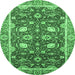 Round Oriental Emerald Green Traditional Rug, abs2472emgrn