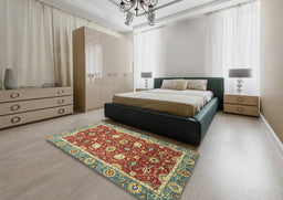 Abstract Red Oriental Rug in a Bedroom, abs2472