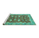 Sideview of Machine Washable Oriental Turquoise Traditional Area Rugs, wshabs2472turq