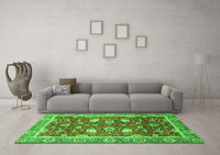 Machine Washable Oriental Green Traditional Rug, wshabs2472grn