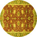 Round Oriental Yellow Traditional Rug, abs2472yw