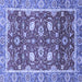 Square Machine Washable Oriental Blue Traditional Rug, wshabs2472blu