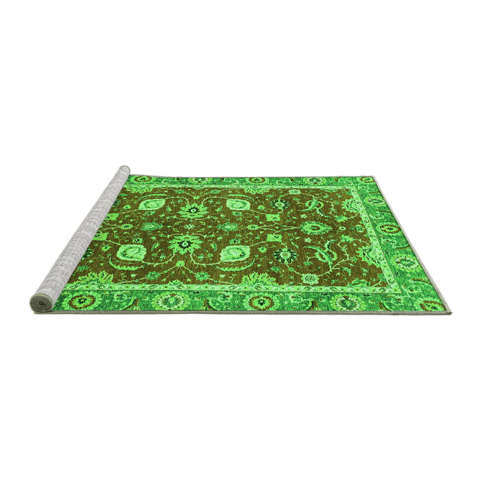 Sideview of Machine Washable Oriental Green Traditional Area Rugs, wshabs2472grn