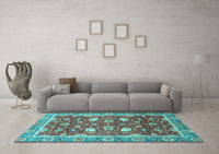 Machine Washable Oriental Light Blue Traditional Rug, wshabs2472lblu