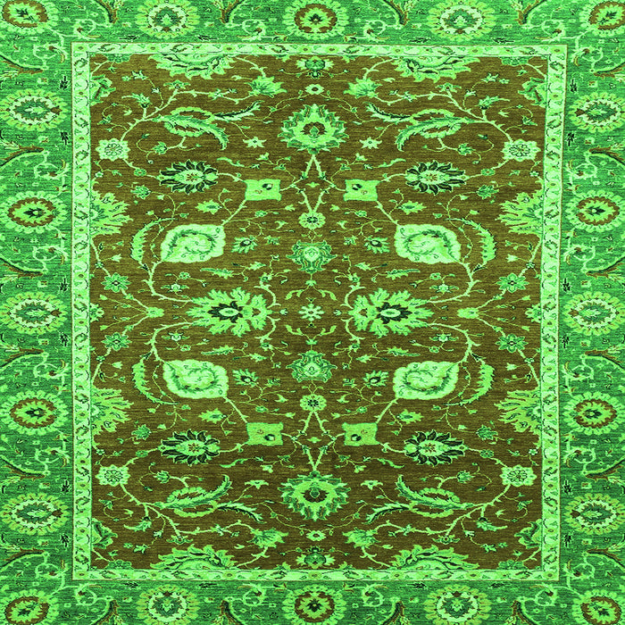 Square Machine Washable Oriental Green Traditional Area Rugs, wshabs2472grn