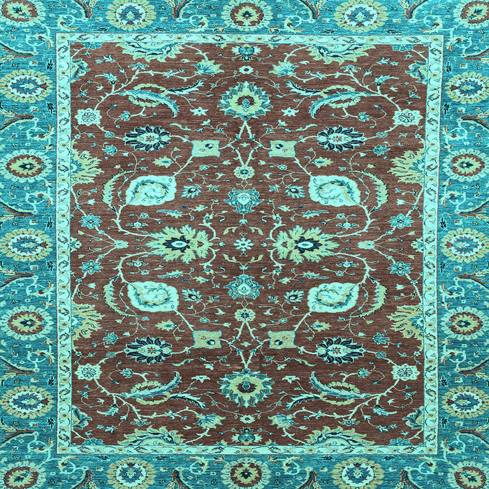 Square Machine Washable Oriental Light Blue Traditional Rug, wshabs2472lblu