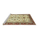 Sideview of Machine Washable Abstract Brown Gold Rug, wshabs2473