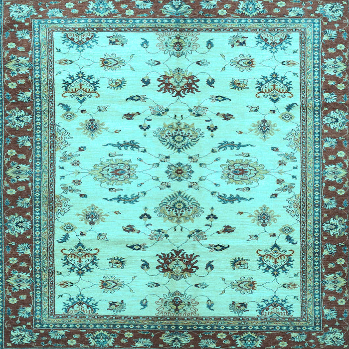 Square Machine Washable Oriental Light Blue Traditional Rug, wshabs2473lblu