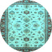 Round Oriental Light Blue Traditional Rug, abs2473lblu