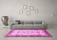 Machine Washable Oriental Pink Traditional Rug, wshabs2473pnk