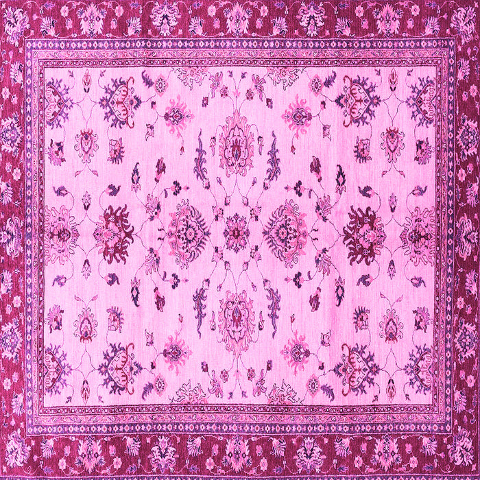 Square Machine Washable Oriental Pink Traditional Rug, wshabs2473pnk