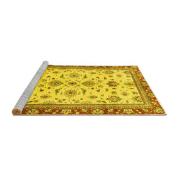 Sideview of Machine Washable Oriental Yellow Traditional Rug, wshabs2473yw