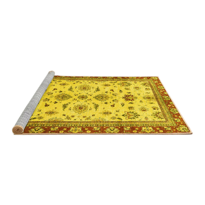 Sideview of Machine Washable Oriental Yellow Traditional Rug, wshabs2473yw