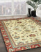 Abstract Brown Gold Oriental Rug in Family Room, abs2473