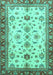 Machine Washable Oriental Turquoise Traditional Area Rugs, wshabs2473turq