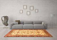 Machine Washable Oriental Orange Traditional Rug, wshabs2473org