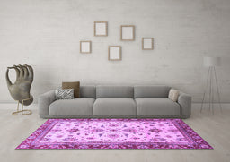 Machine Washable Oriental Purple Traditional Area Rugs in a Living Room, wshabs2473pur