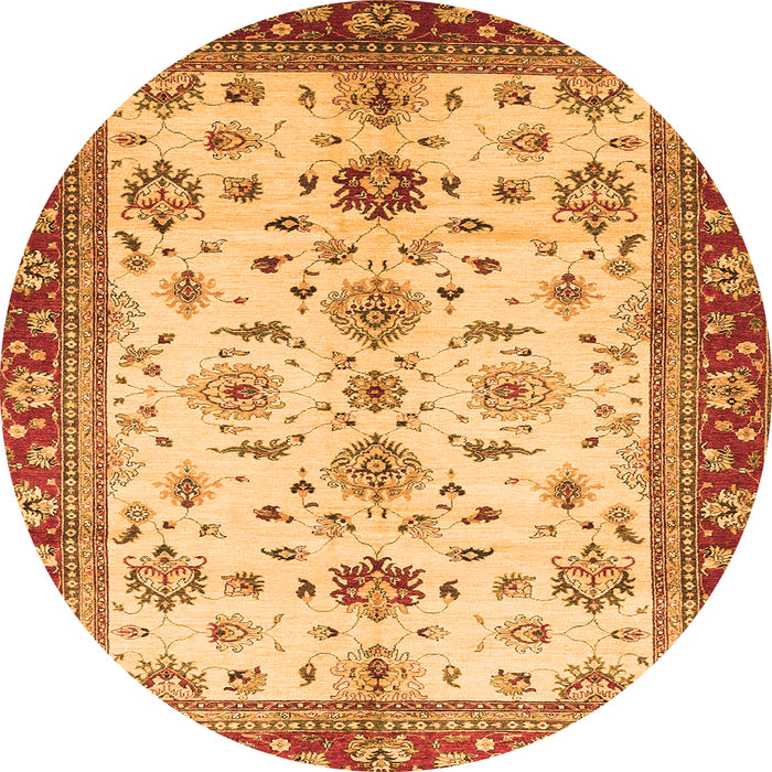 Round Oriental Orange Traditional Rug, abs2473org