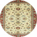 Round Machine Washable Abstract Brown Gold Rug, wshabs2473