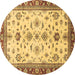 Round Oriental Brown Traditional Rug, abs2473brn