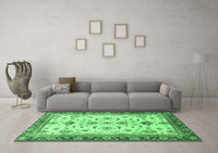 Machine Washable Oriental Emerald Green Traditional Rug, wshabs2473emgrn