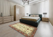 Machine Washable Abstract Brown Gold Rug in a Bedroom, wshabs2473