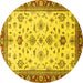 Round Oriental Yellow Traditional Rug, abs2473yw