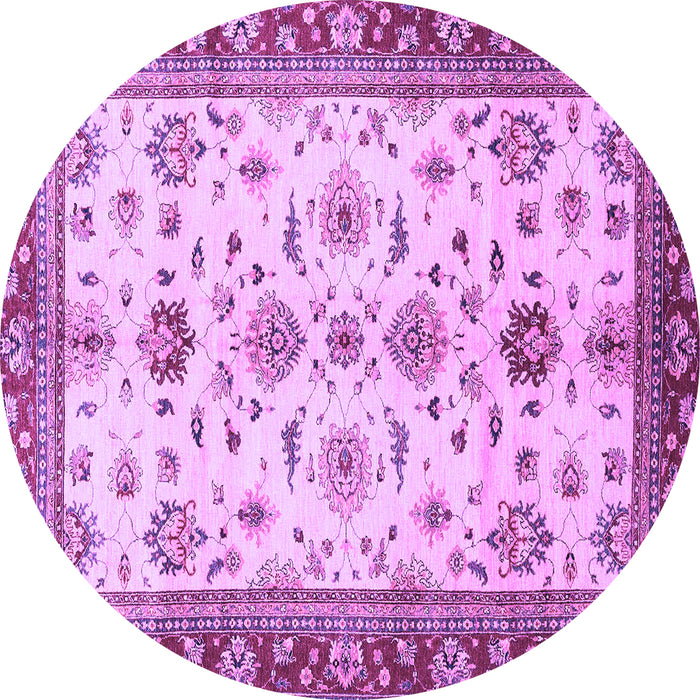 Round Machine Washable Oriental Purple Traditional Area Rugs, wshabs2473pur