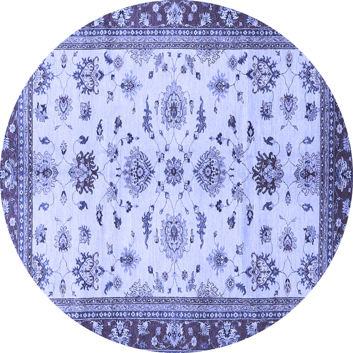 Round Machine Washable Oriental Blue Traditional Rug, wshabs2473blu