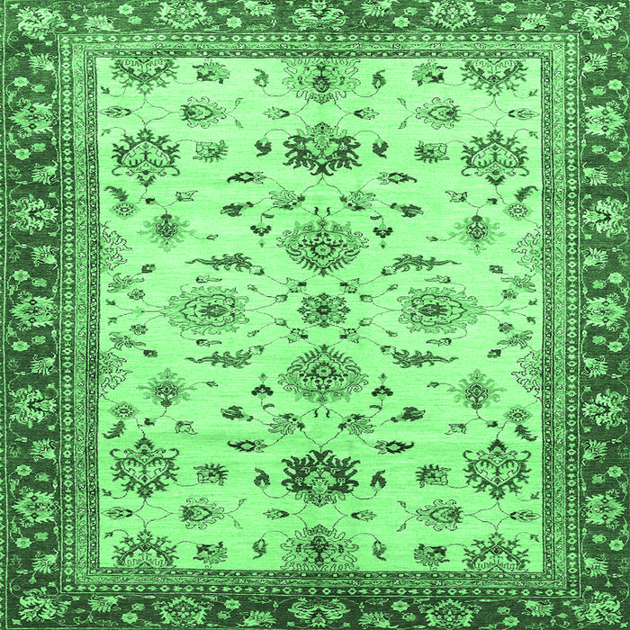 Square Machine Washable Oriental Emerald Green Traditional Area Rugs, wshabs2473emgrn