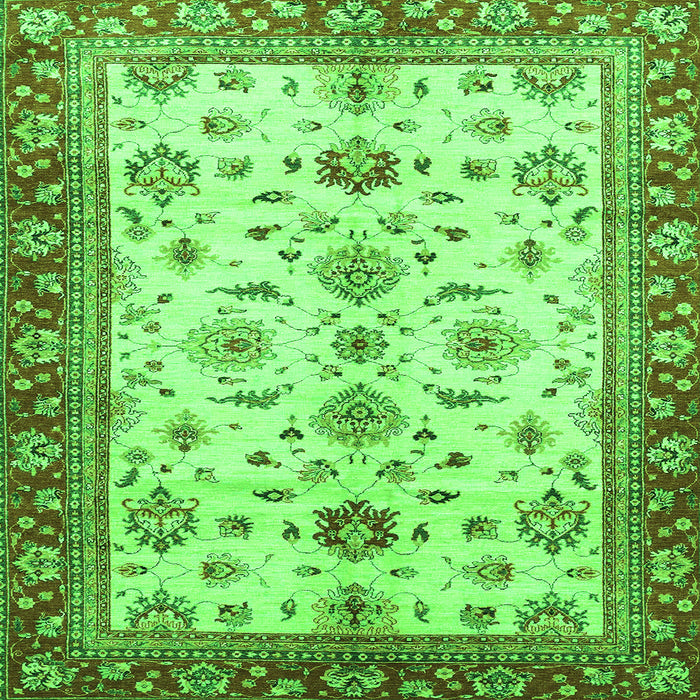 Square Machine Washable Oriental Green Traditional Area Rugs, wshabs2473grn