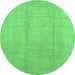 Round Abstract Emerald Green Modern Rug, abs2474emgrn