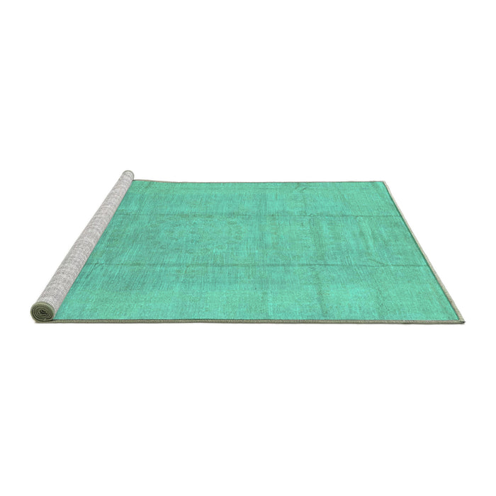 Sideview of Machine Washable Abstract Turquoise Modern Area Rugs, wshabs2474turq