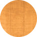 Round Machine Washable Abstract Orange Modern Area Rugs, wshabs2474org