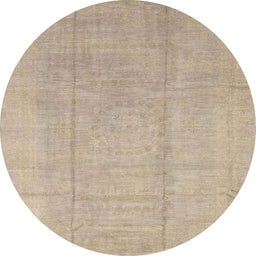 Round Abstract Camel Brown Modern Rug, abs2474