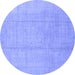 Round Abstract Blue Modern Rug, abs2474blu