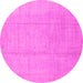 Round Machine Washable Abstract Pink Modern Rug, wshabs2474pnk