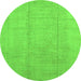 Round Abstract Green Modern Rug, abs2474grn