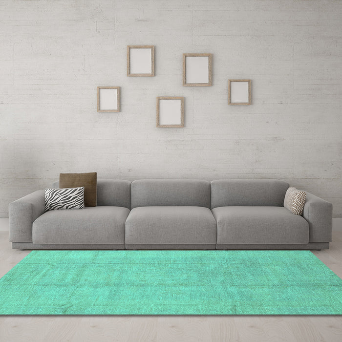 Machine Washable Abstract Turquoise Modern Area Rugs in a Living Room,, wshabs2474turq