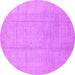 Round Machine Washable Abstract Purple Modern Area Rugs, wshabs2474pur