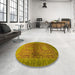 Round Machine Washable Abstract Orange Rug in a Office, wshabs2475