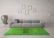 Machine Washable Abstract Green Modern Area Rugs in a Living Room,, wshabs2475grn