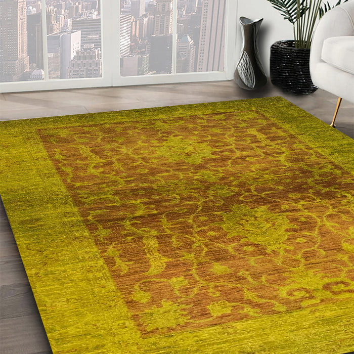 Machine Washable Abstract Orange Rug in a Family Room, wshabs2475