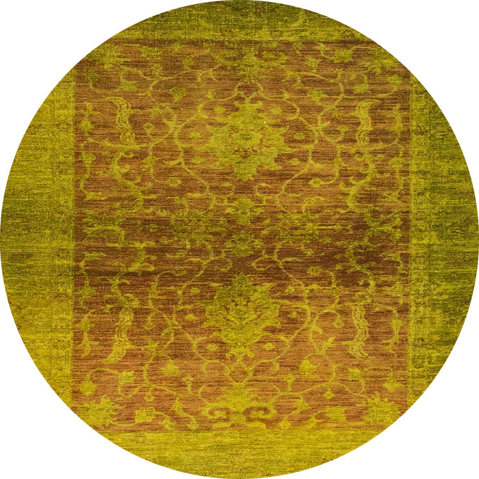Round Abstract Orange Gold Modern Rug, abs2475