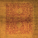 Square Machine Washable Abstract Orange Modern Area Rugs, wshabs2475org