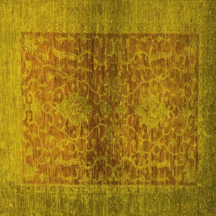 Square Machine Washable Abstract Yellow Modern Rug, wshabs2475yw