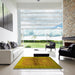 Square Abstract Orange Gold Modern Rug in a Living Room, abs2475