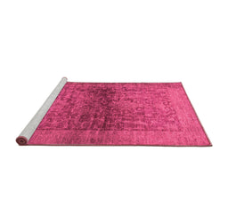 Sideview of Machine Washable Abstract Pink Modern Rug, wshabs2475pnk