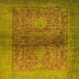 Square Machine Washable Abstract Orange Rug, wshabs2475