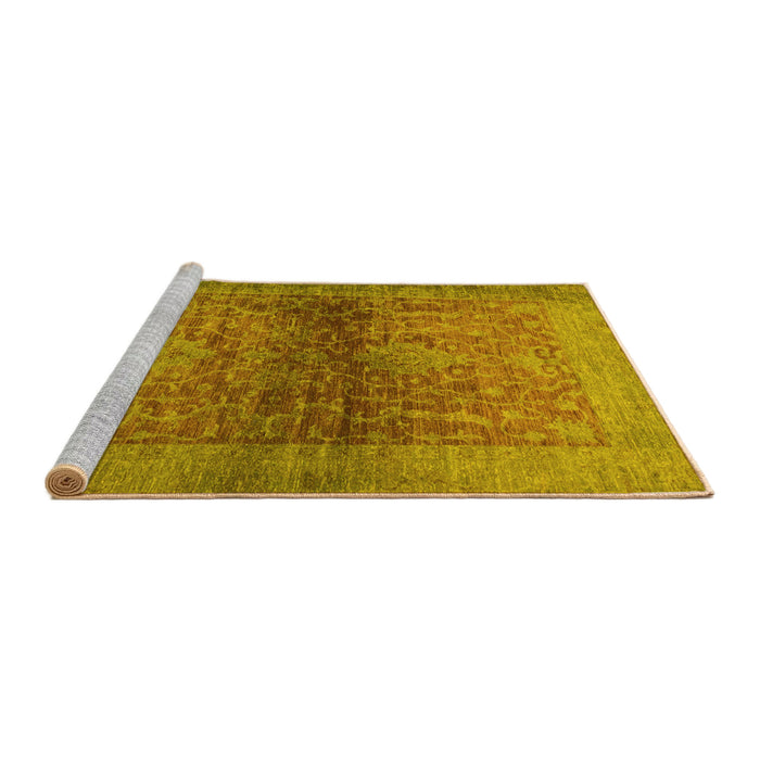 Sideview of Machine Washable Abstract Yellow Modern Rug, wshabs2475yw